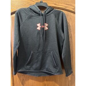Under‎ Armour Women's Hoodie Gray Pullover Thumb Holes Camo Logo Small